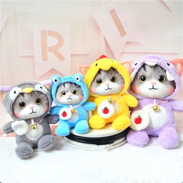 Animali di peluche ripieni Creative 3D Cat Plush Toys Kawaii Animal Dressing Cats Doll Bell Toys Home Accompagnamento Natale Bambini Regali di compleanno 240314