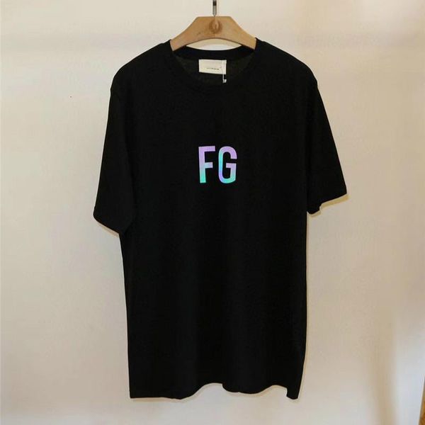

reflective fog essentials t-shirt mens wome casual 1:1 fg latter summer style essentials t shirts tees streetwear tshirt, White;black