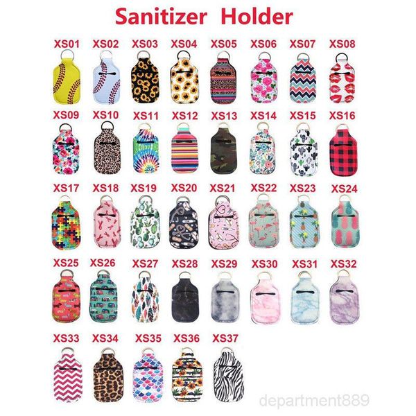 

a-30ml hand sanitizer holder neoprene keychain mini bottle cover white color rectangle shape for travelling portable case owf1488
