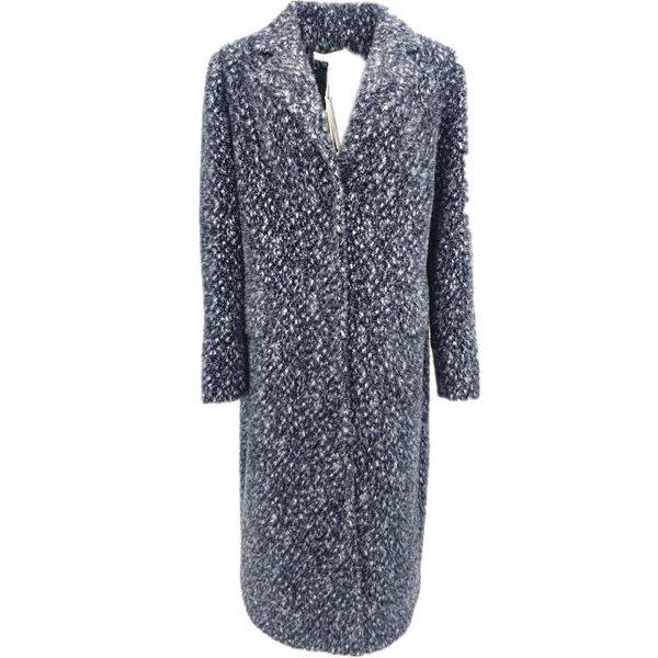 

2020 осень зима женщины длинные трикотажные имитация норки шерстяные пальто вскользь тепло, Black