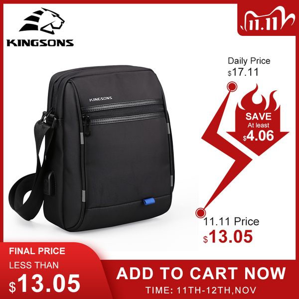 

kingsons men's messenger bags waterproof men's school business carrying handle bag 9.7 inches fashion shoulder crossbody bags