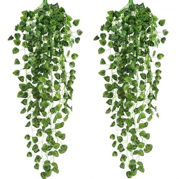 

2pcs artificial ivy garland fake hanging vine plants faux foliage garland for party wedding garden kitchen home office hanging b1