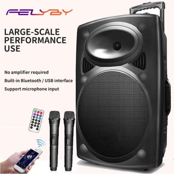 

felyby hx-15 12 inch stage trolley speaker outdoor high power battery audio advertising song and dance drama bluetooth speaker1