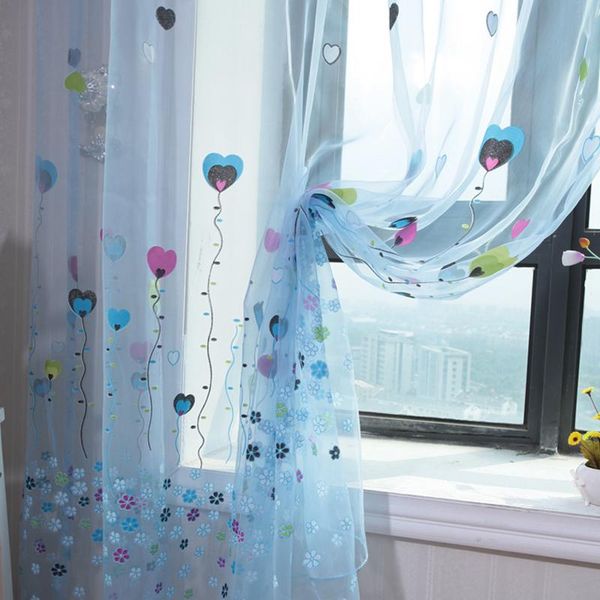 

curtain & drapes rustic cartoon small balloon window screening customize blue