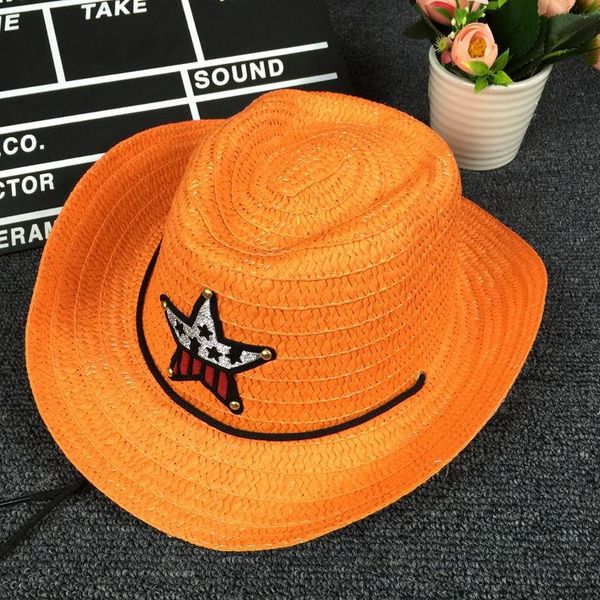 

2019 новые летние осенние детские шапки cowgirls ковбойские шляпы для детских звезды шаблон кабельные кабельные, смешные день рождения шляпы, Black;white