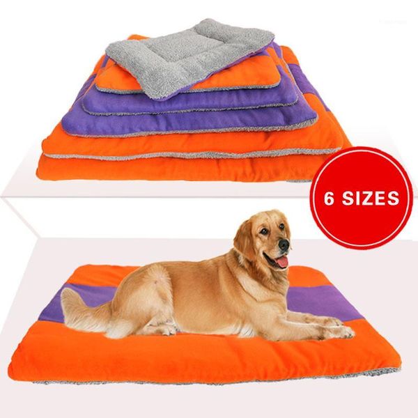

pet mat dog blanket double-sided warm soft color block dog sleeping bed pp cotton fleece cushion for small medium large dogs pad1