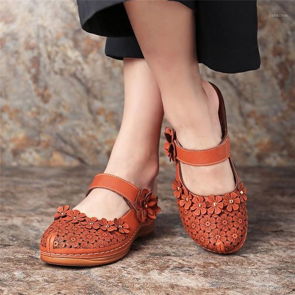 

womens summer vintage flowers sandals women casual gladiator sandal women cut out platform slippers plus size 36-461, Black