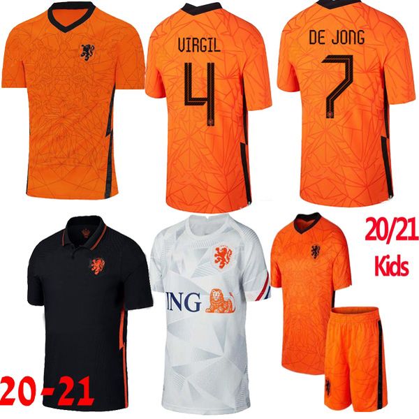 

новые нидерланды футбол джетки holland de ligt virgil memphis de joneg 2020 2021 los puises baios amisetas мужчины дети футбольная рубашка у, Black