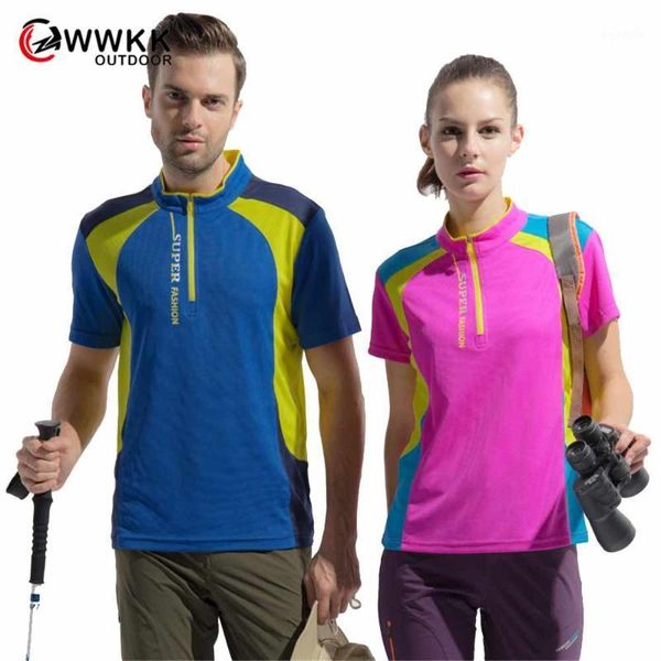 

outdoor t-shirts 2021 wwkk summer couples lovers t-shirt men women sweat-absorbent breathable o-neck tees mountaineering hiking t-shirts1, Gray;blue