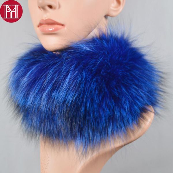 

scarves autumn winter women real fur scarf girls warm soft knit elastic ring headband natural shawl, Blue;gray