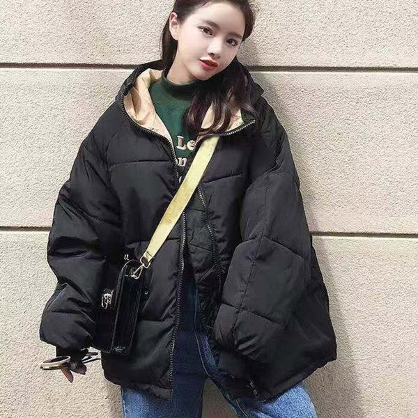 

2020 women's casual autumn&winter coat hoodies long sleeve outwear coat female thick oversized female parkas #31, Black