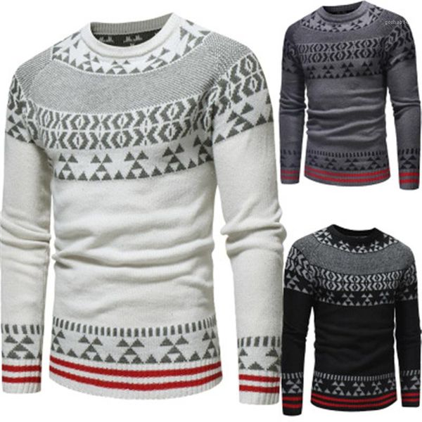 

fashion ethnic style long sleeve round neck pullover sweater male spring slim casual bottoming man jacquard knitting sweaters, White;black