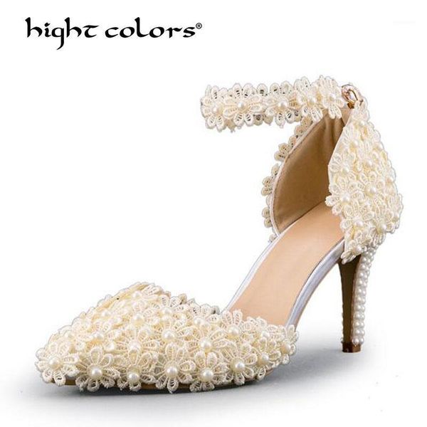 

red pink white lace flower bridal shoes 8cm high heel round toe wedding pumps ankle straps women sandals bridesmaid shoes h-8221, Black