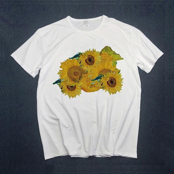 

women tshirt short sleeve floral daisy print fashion girls t shirts ladies vintage aesthetics t shirt women clothes, White