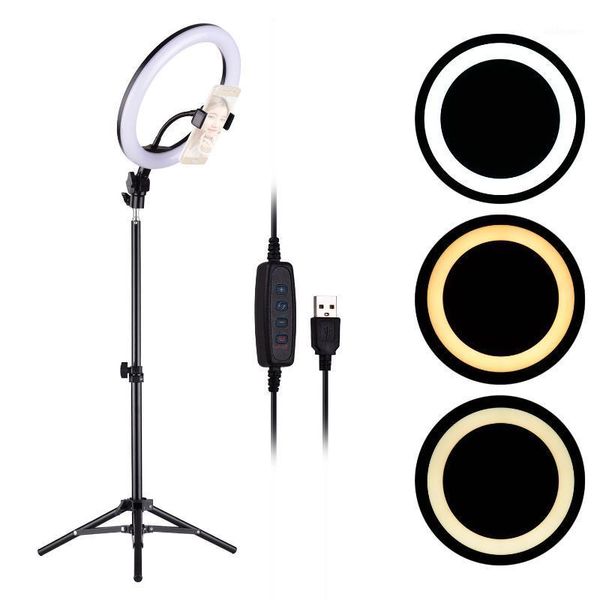 

26cm/10inch led ring light pgraphy fill-in lamp 3 lighting modes with tripod for phone holder for youtube usb video light1