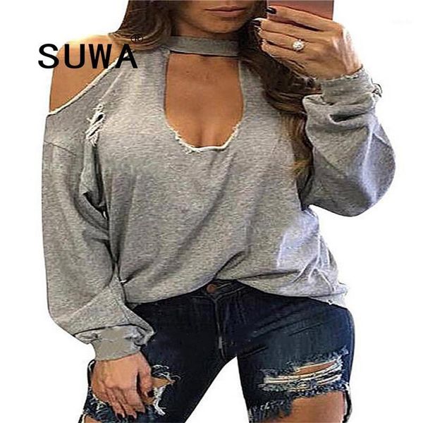 

deep v nude air cute casual long sleeve printed sweatshirt white gray black women women 2020 ladies clothing1, White;black