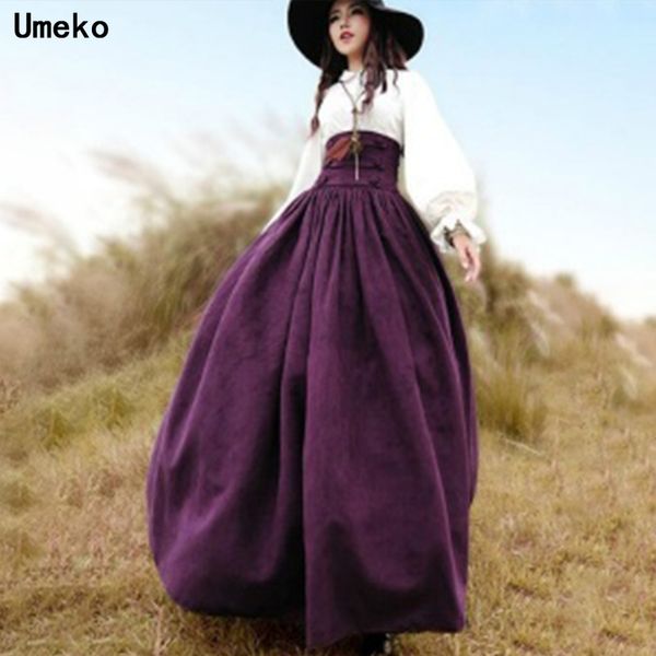 

umeko women vintage high waist victorian back steampunk drama costume lolita style coseplay long skirt q1209, Black