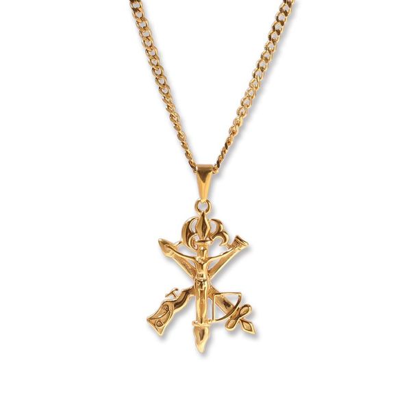 

e os europa estados unidos espada cruz jesus pingente cor-banhado hip hop ao inoxidvel masculino jias 666 mm20, Silver