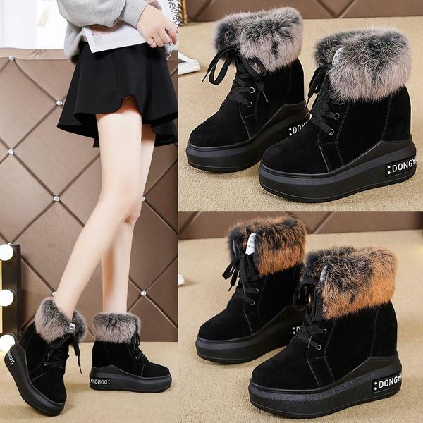 

снежные ботинки для женских ботинок - женская обувь круглый носок зимняя обувь резина 2020 дам середина теленка лолита средняя теленка низки, Black