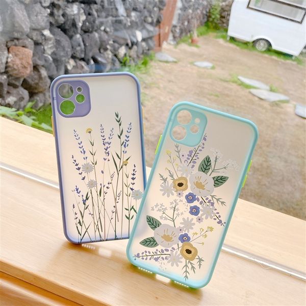 

fashion flower phone case for iphone 12 mini 11 pro x xr xs max 8 7 plus se2 floral transparent lens protection hard cover
