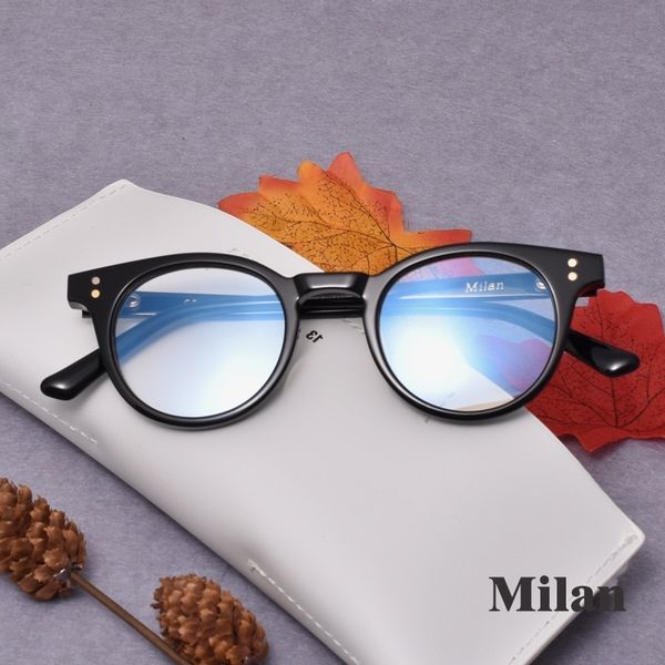

fashion korean brand design optical frame acetate round eyeglasses frame women men reading glass with case t200428, Silver