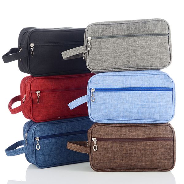 

oem custom maletin maquillaj profesional bag large capacity double zipper nylon toiletry for men women makeup bag with handle
