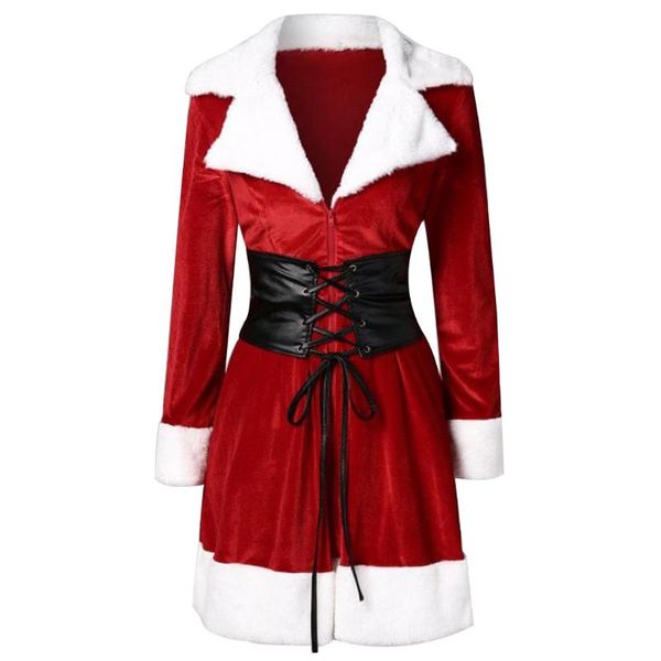 

santa claus coat 2020 new ladies' jacket winter tie waist coat christmas faux fur jacket velvet with belt y814, Black;brown