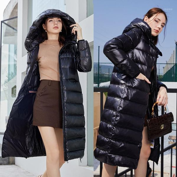 

2020 new female warm parka woman coat fashion 90% duck down jacket slim down jacket women coat long1, Black
