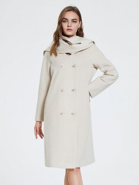

miegofce double breasted pocket side overcoat with scarf b8lz#, Black