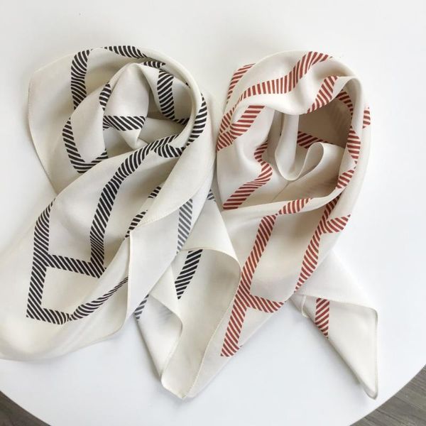 

Women Scarves 2020 Geometric Printing Silk Scarf for Women, Blue;gray