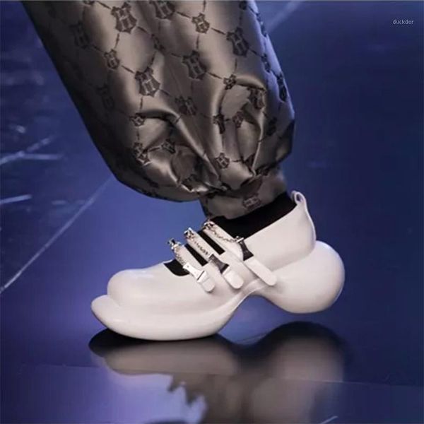 

women's black white mary janes pumps shoes metal decoration round toe b2631