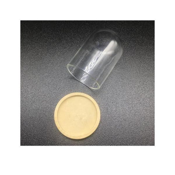 

100sets/lot 38mm height 25mm width glass globe bottle wood base beads cap set glass vial cover dome glass bottle cut sqcghq, Black