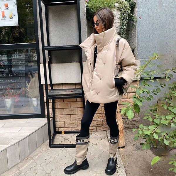 

случайные женские талии толстые пальто parkas теплые зимние свободные карманы хакис большие куртки fxcw, Black;brown