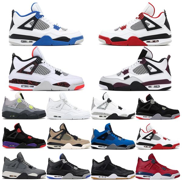 

mens womens jumpman 4 4s men motorsports fired red pale citron silt red cool grey new bred pure mens trainers sport shoes sneakers 7-13