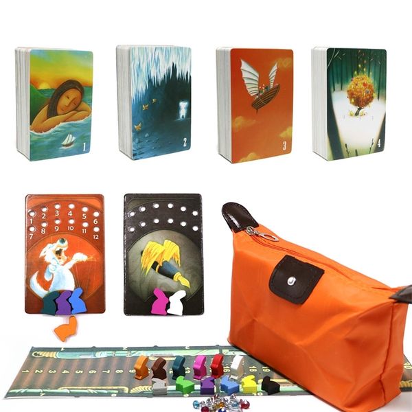 

cards game obscure dixit 1 2 3 4 5 6 7 8 total 336 playing cards wooden bunny zipper bag for family party board game y200413