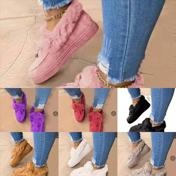 

ynnk1 luxury women mop cotton yarn's plus velvet home slippers keep warm cotton snow boots animal plush slippers woman faux fur indoor, Black