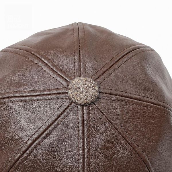 

jamont 2018 new autumn winter pu leather hat newsboy cap men beret fashion octagonal hats outdoor men's caps gorras casquette h wmtnqi, Black;white