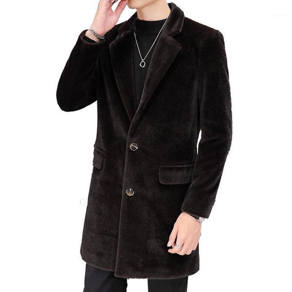 

winter new casual windbreaker men's jackets slim and warm korean mid-length jacket men's business casual warm wool jackets1, Black