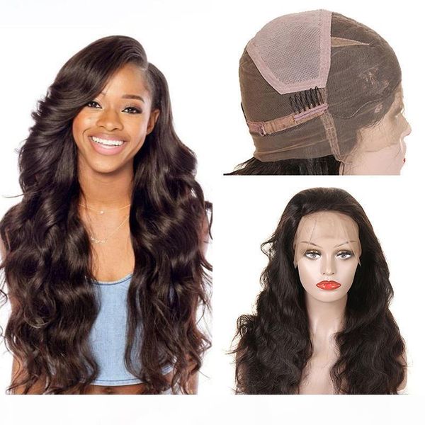 

natural color full lace wigs body wave human hair brazilian peruvian malaysian indian body wave full lace human hair wigs for black women, Black;brown