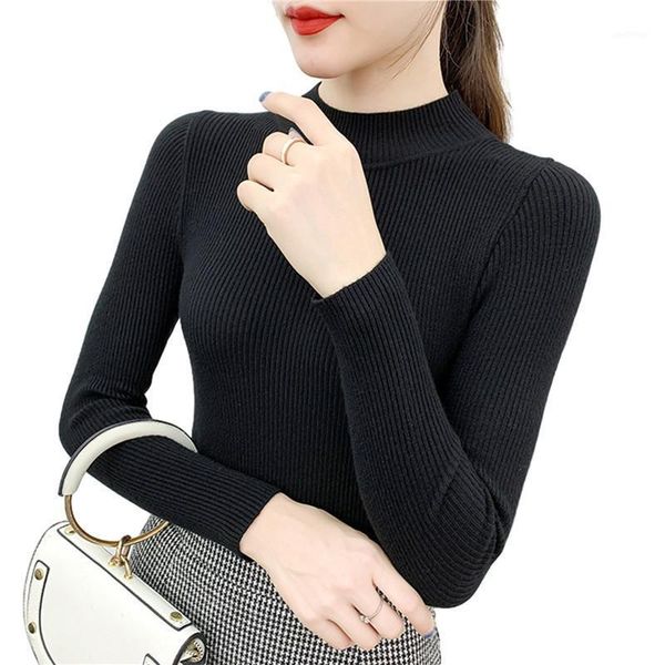 

women knitted jumper autumn winter turtleneck pullovers casual sweaters women shirt long sleeve short slim sweater girls1, White;black