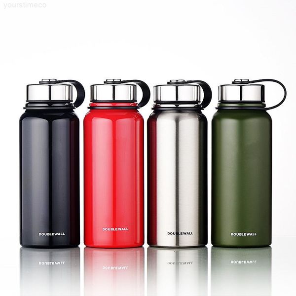 

large capacity stainless seel thermos flask outdoor portable sports heat insulation drink vacuum water bottle with handle