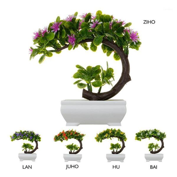 

artificial flowers potted plan fake flowers blossom for decoration in vase resin basin + plastic flower moss foam1