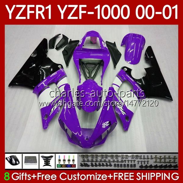 Corpo moto per YAMAHA YZF-1000 YZF R 1 1000 CC YZF-R1 00-03 Carrozzeria nero viola 83No.49 YZF R1 1000CC YZFR1 00 01 02 03 YZF1000 2000 2001 2002 2003 Kit carenature OEM