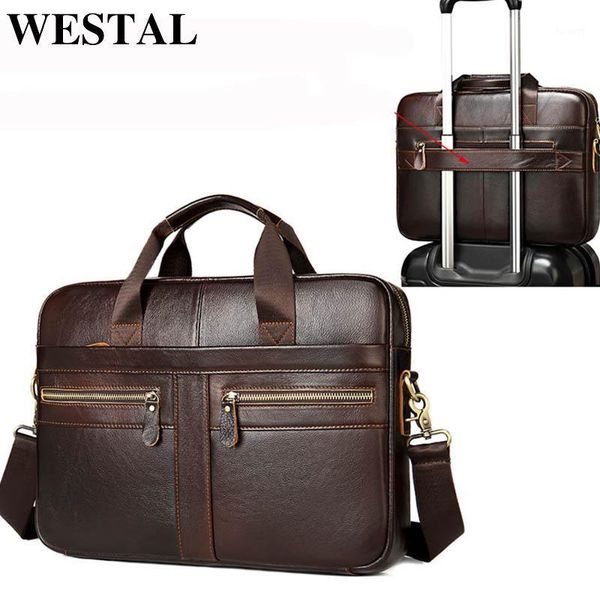 

wetstal men's bag genuine leather men's briefcases leather office bags for men messenger lapbag for document briefcases 20991