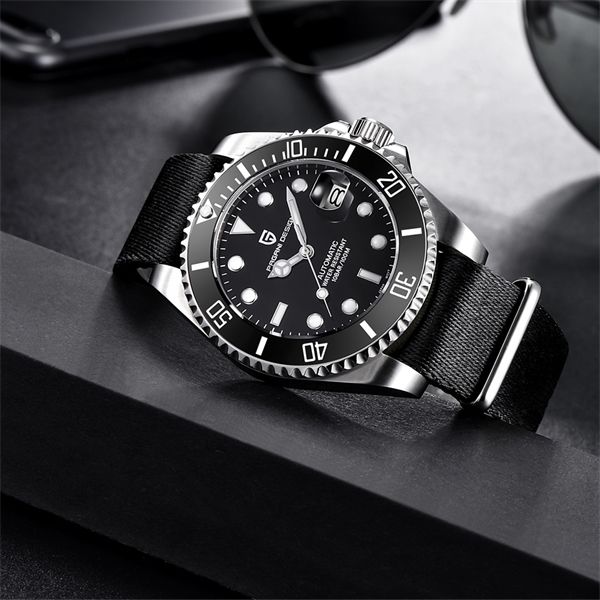 

pagani dsign brand fashion luxury stainless steel waterproof mechanical watches sports watch men relogio masculino q1216, Slivery;brown