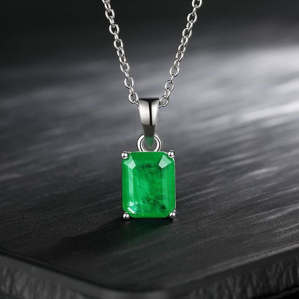 

luxury 925 sterling silver emerald paraiba tourmaline gemstone wedding engagement fine jewelry pendant necklace wholesale
