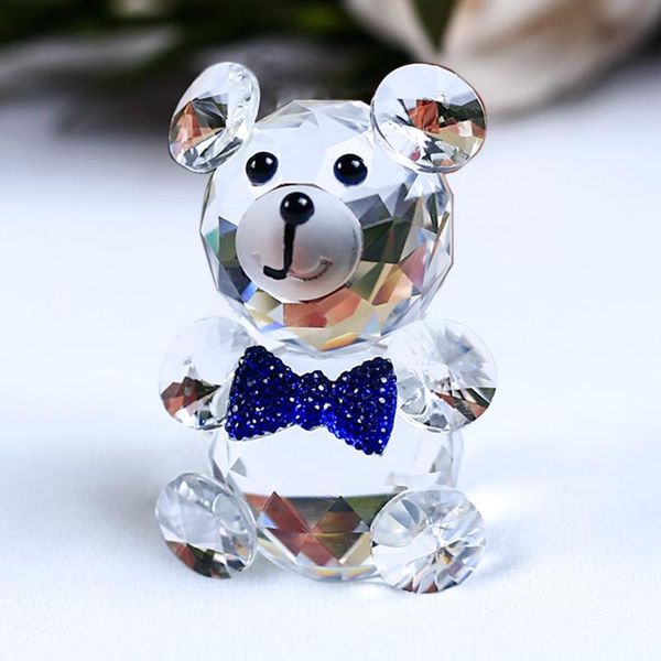 

cute bow tie bear crystal figurines miniatures handmade diy glass animal ornaments home decoration accessories kids gifts