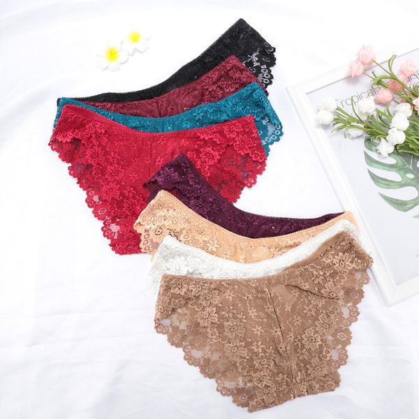 

seamless net yarn low waist within temptation underwear women lace transparent panties, Black;white