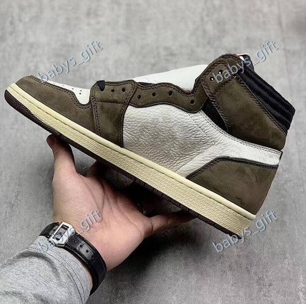 

brand new original high 1 travis scott 1s ts 2021 sp 3m cactus jack dark mocha men's basketball shoes sneakers normal delivery, Black