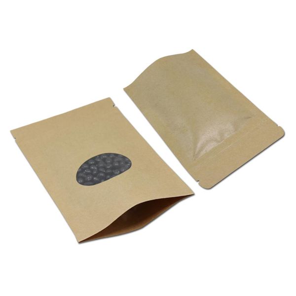 

11x16cm браун крафт бумаги встать вверх по хранению сумка для хранения doypack zippack top ziplock упаковочная сумка для хранения еды с овал